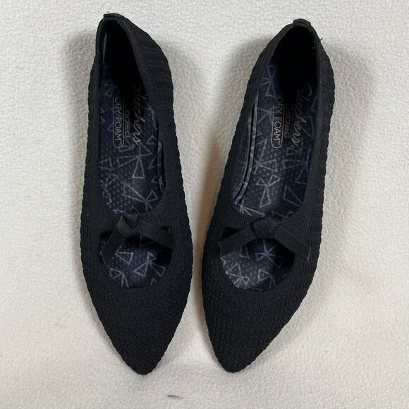 NWOT Skechers Memory Foam Flats Black Point Toe Flat Shoes Size 8.5 - Picture 7 of 9